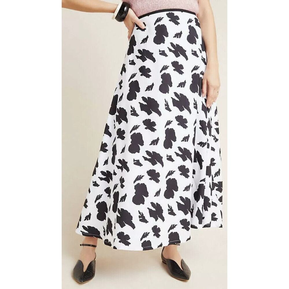 Anthropologie Sanchita Windsor Cascade Women's B/W Maxi Flare Skirt Size 00P NWT
